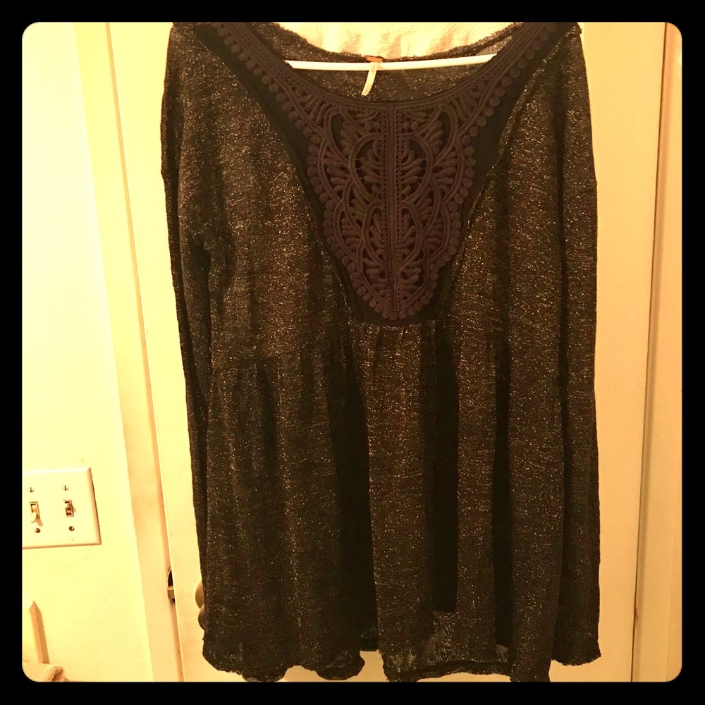 ⭐️Free People Embroidered Sparkly Blouse⭐️